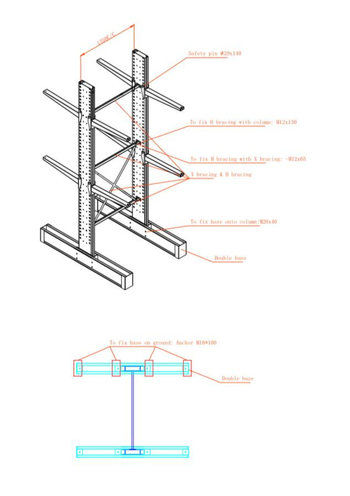 Cantilever rack stockage